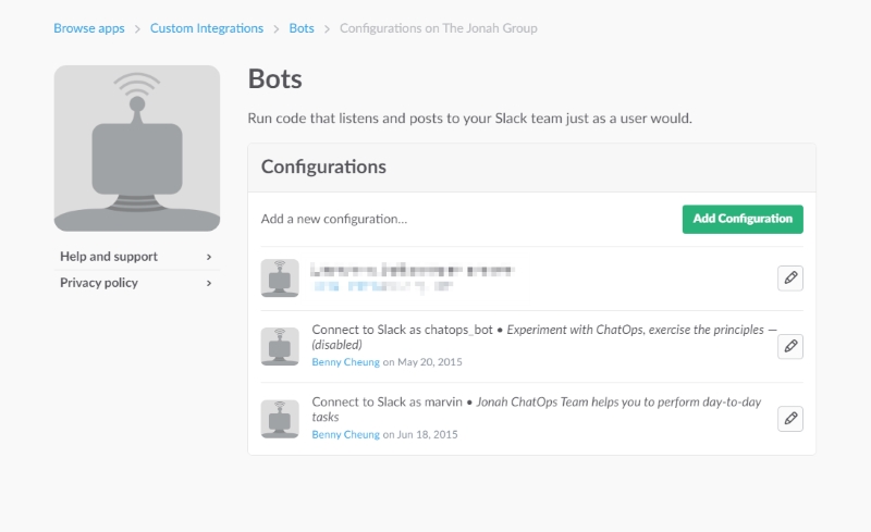 Hubot-Slack Integration Step 1